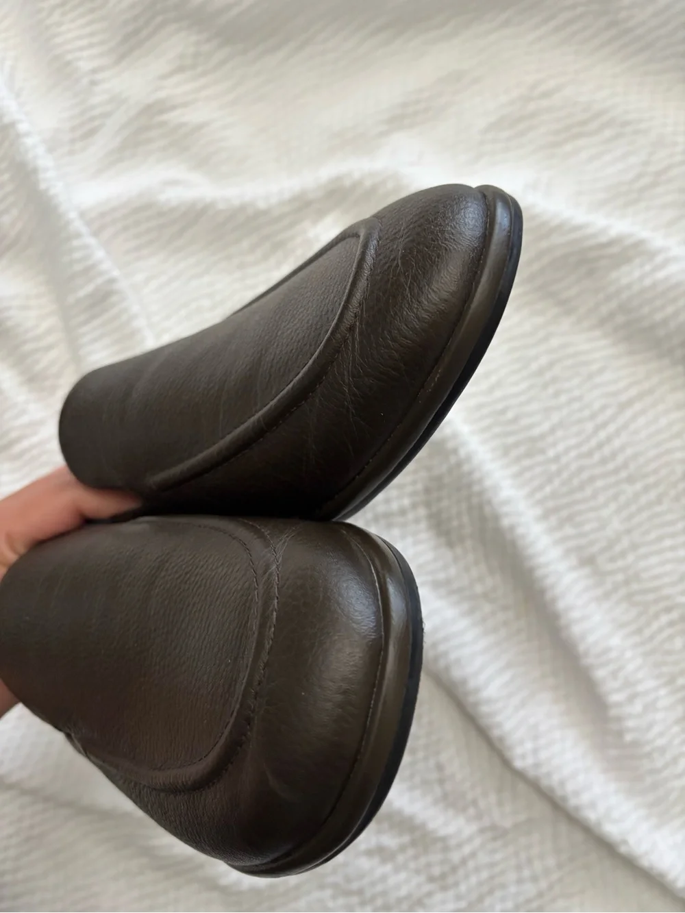 Vince Pebbled Chocolate Leather Hann Loafers